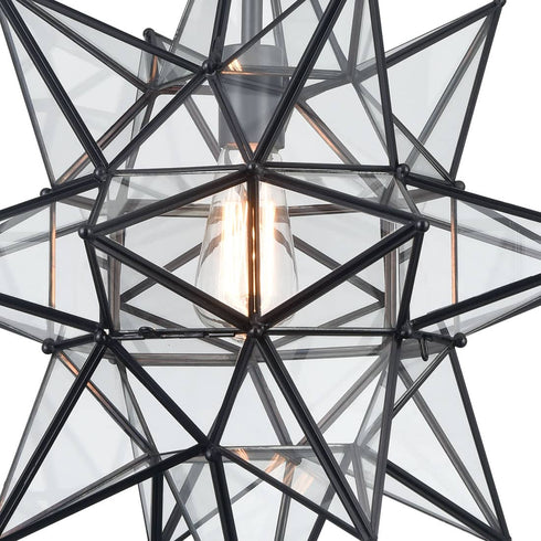 Boho Moravian Star Pendant Light 20 Inch Large Black Hanging Light